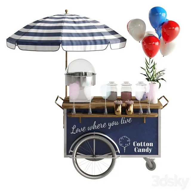 Cotton candy cart 3D Model