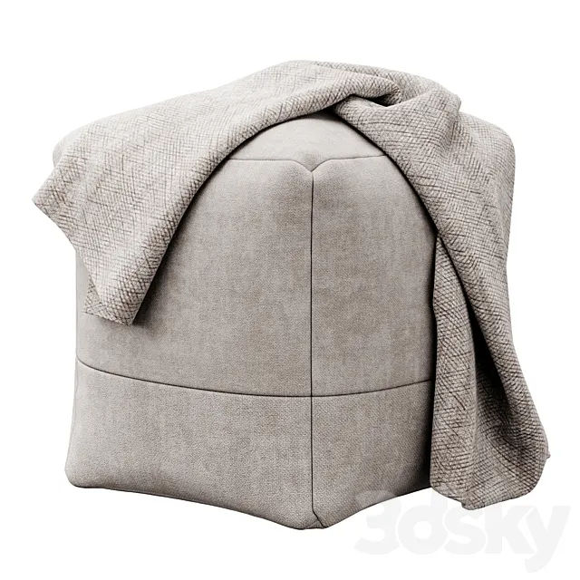 Cotton Canvas Square Pouf by Westelm 3D Model Cotton Canvas Square Pouf by Westelm 3D Model