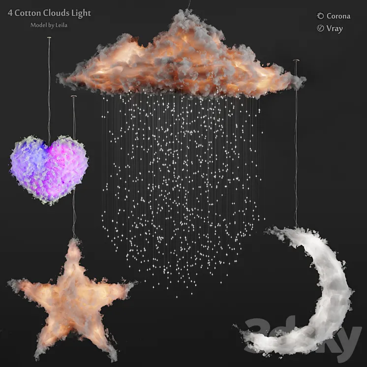 Cotton clouds lights 3D Model Free Download
