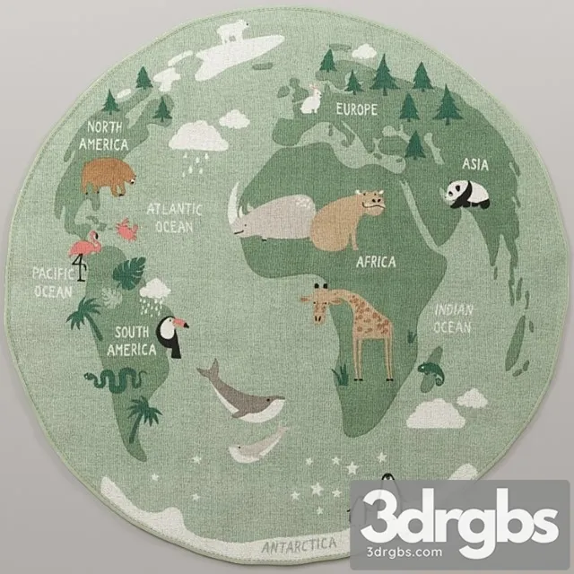 Cotton mat world map hm home 3D Model Download