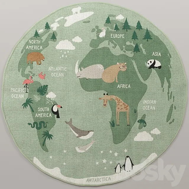 Cotton Mat World Map HM Home 3D Model Cotton Mat World Map HM Home 3D Model