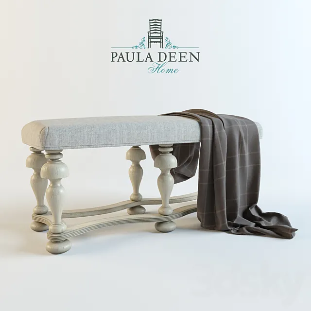 Couch Bench with Upholstered Seat 3D Model Couch Bench with Upholstered Seat 3D Model