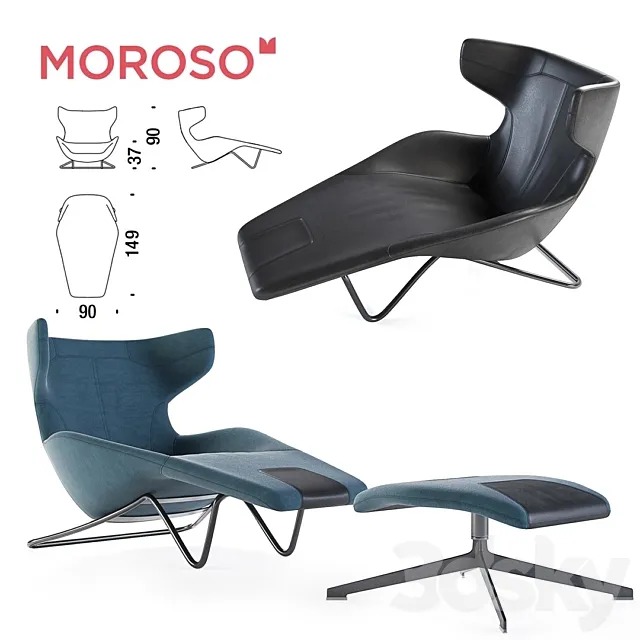 Couch Moroso take a line for a walk chaise longue 3D Model Couch Moroso take a line for a walk chaise longue 3D Model