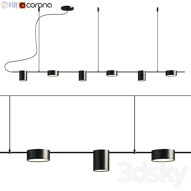 Counterpoint 6 Light Led Linear Pendant 3DModel Counterpoint 6 Light Led Linear Pendant 3DModel
