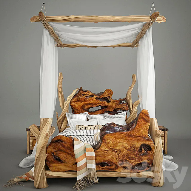 Country Bed 3D Model