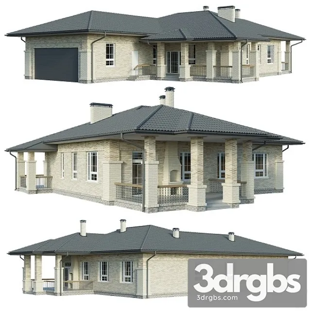 Country House With Garage 3D Model Download