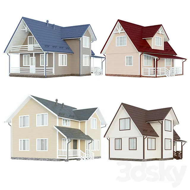 Country houses. 4 3D Model