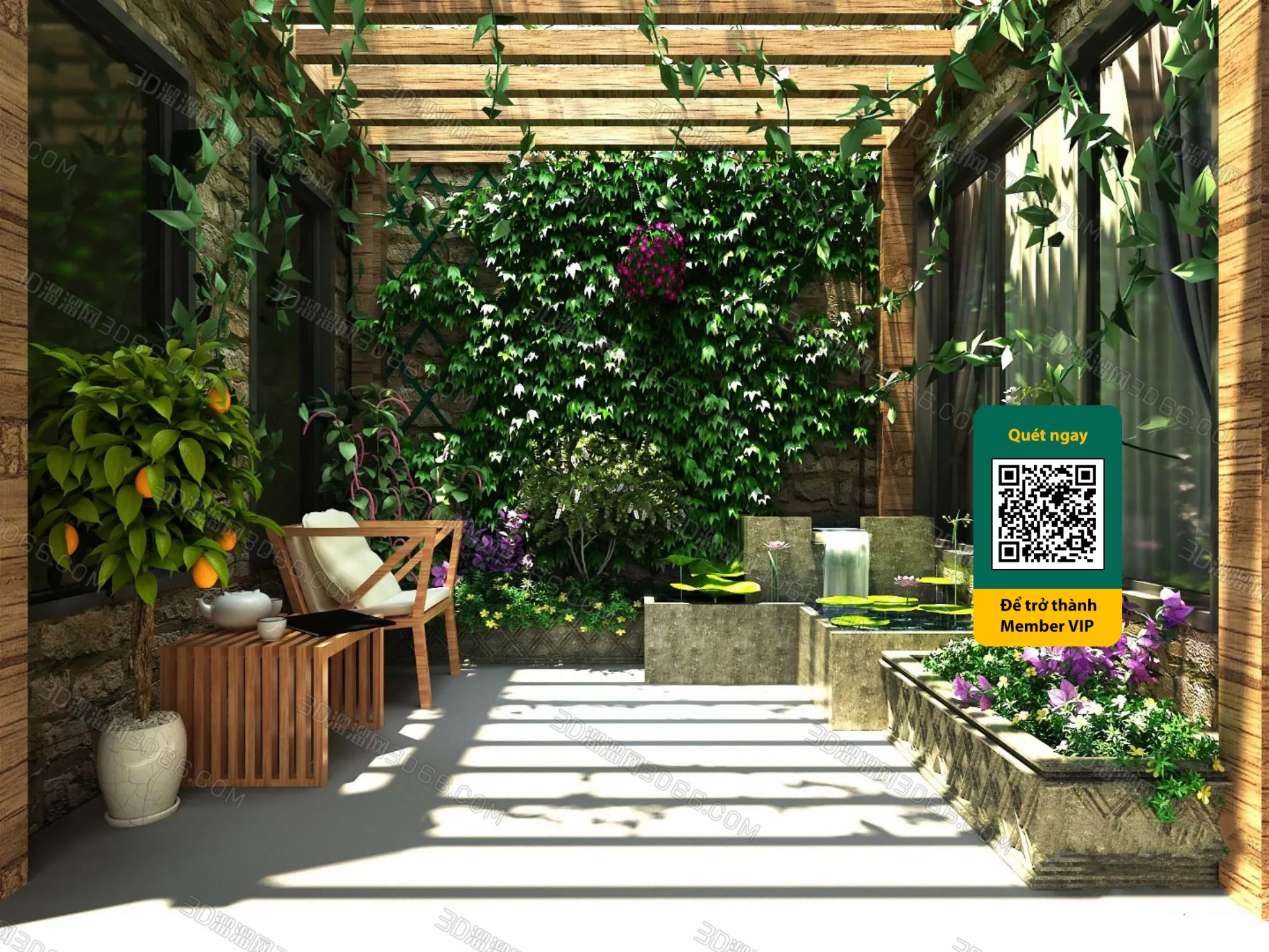 COURTYARD – VRAY / CORONA – 3D MODEL – 6432