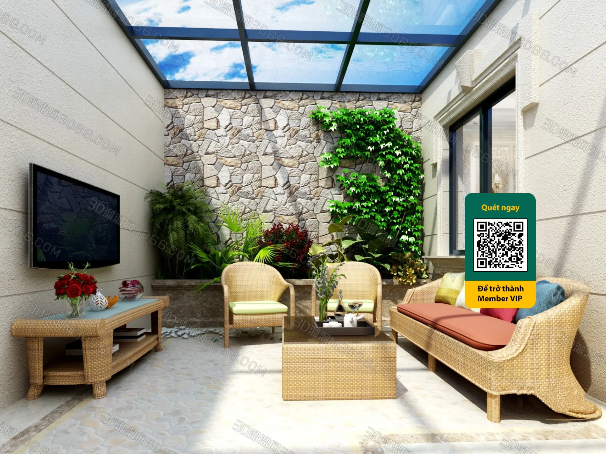 COURTYARD – VRAY / CORONA – 3D MODEL – 6450