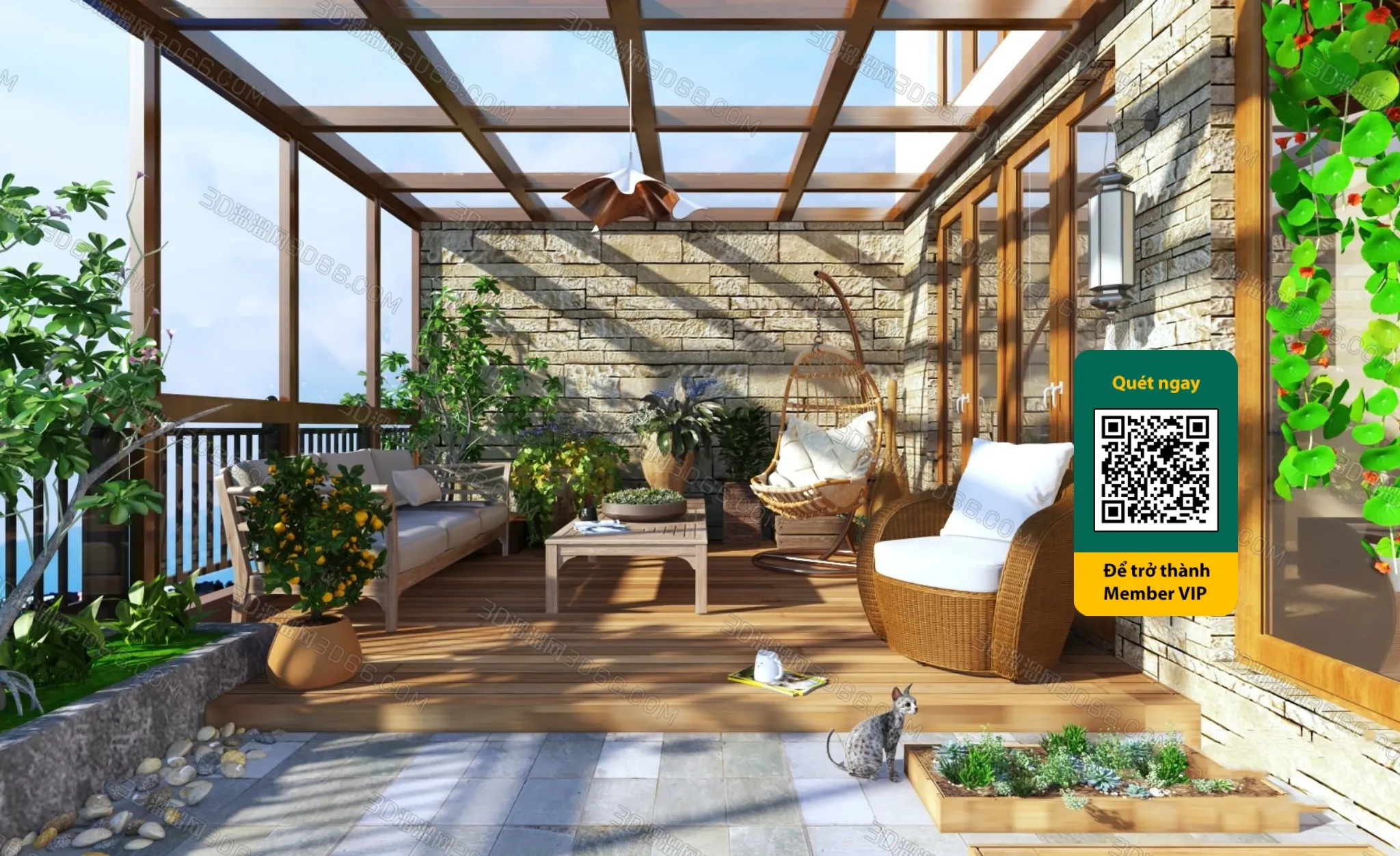 COURTYARD – VRAY / CORONA – 3D MODEL – 6457