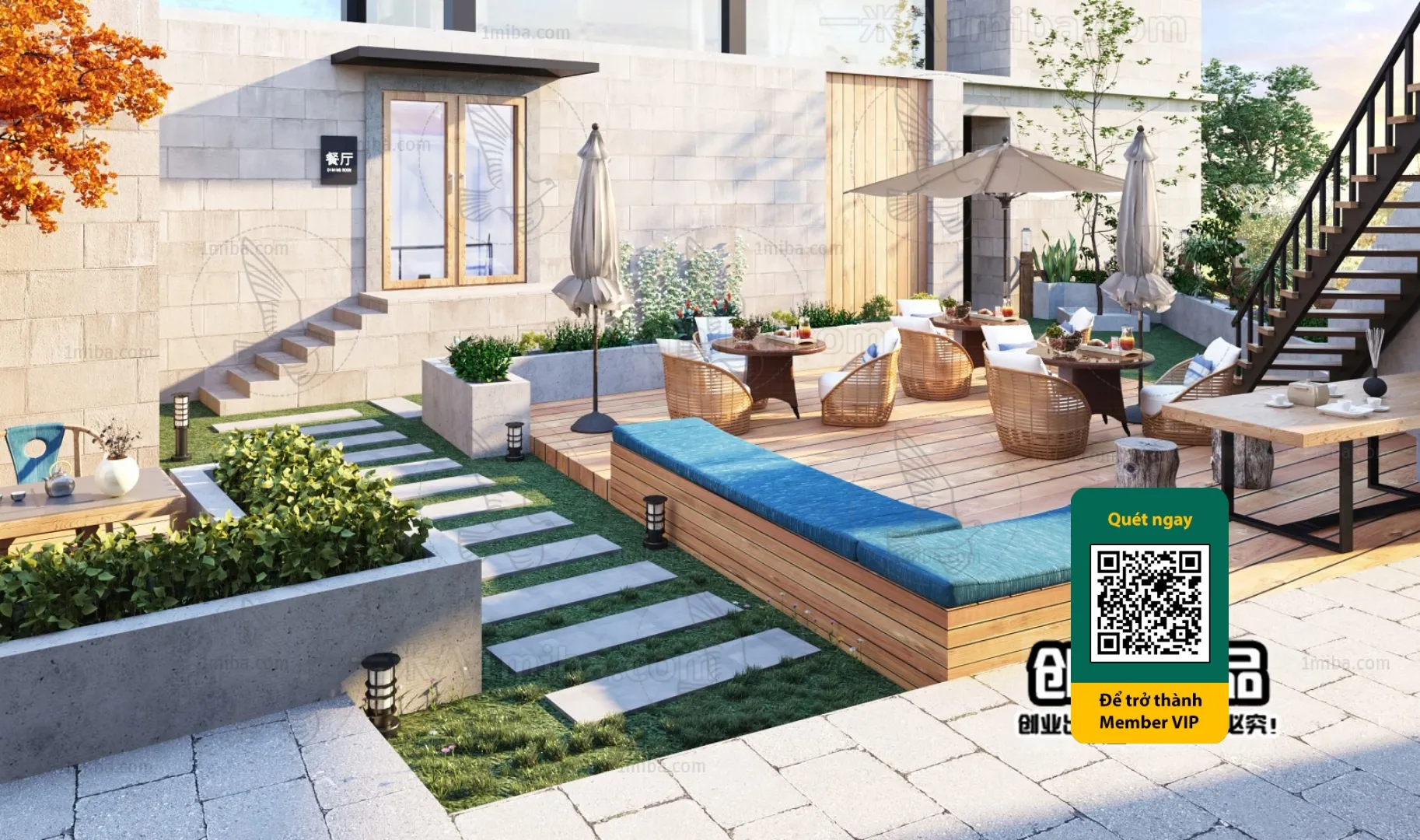 COURTYARD – VRAY / CORONA – 3D MODEL – 6525