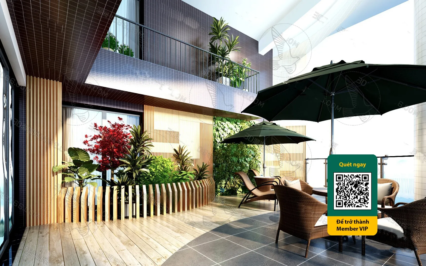 COURTYARD – VRAY / CORONA – 3D MODEL – 6544