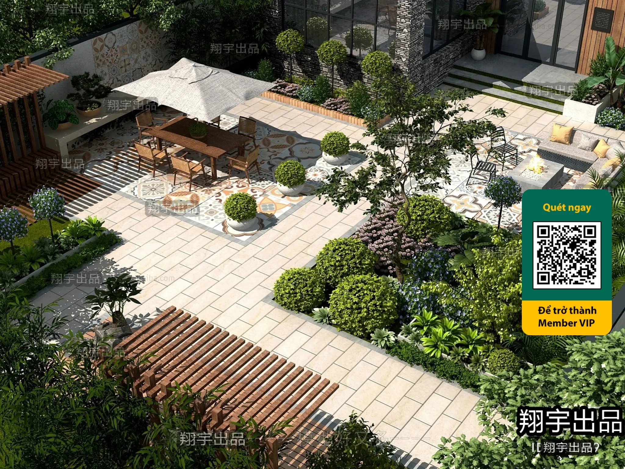 COURTYARD – VRAY / CORONA – 3D MODEL – 6610