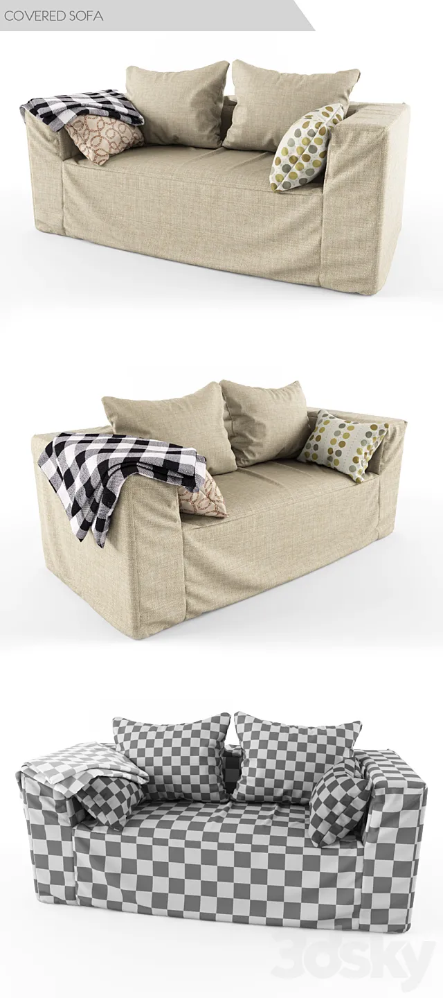 covered sofa 3D Model