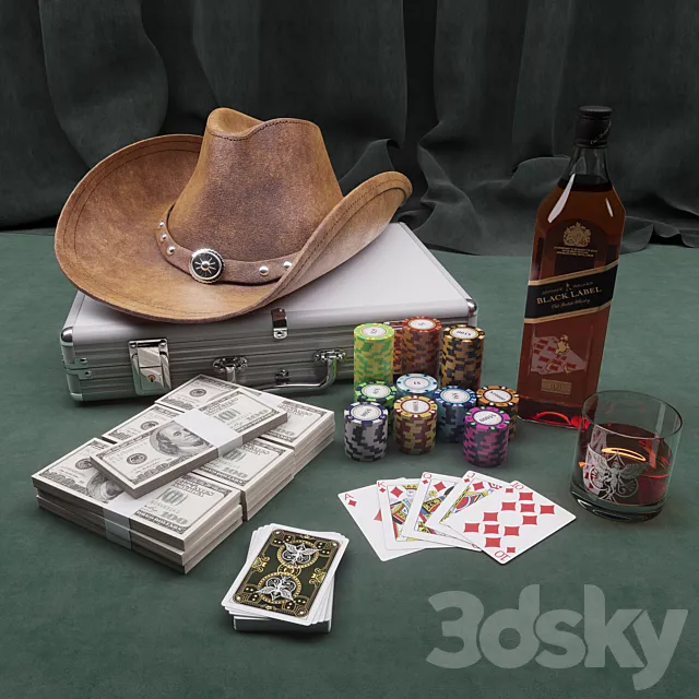 Cowboy Poker Set 3D Model