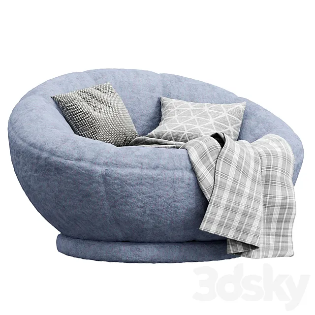 Cozy Sherpa Indigo Groovy Swivel Chair 3D Model