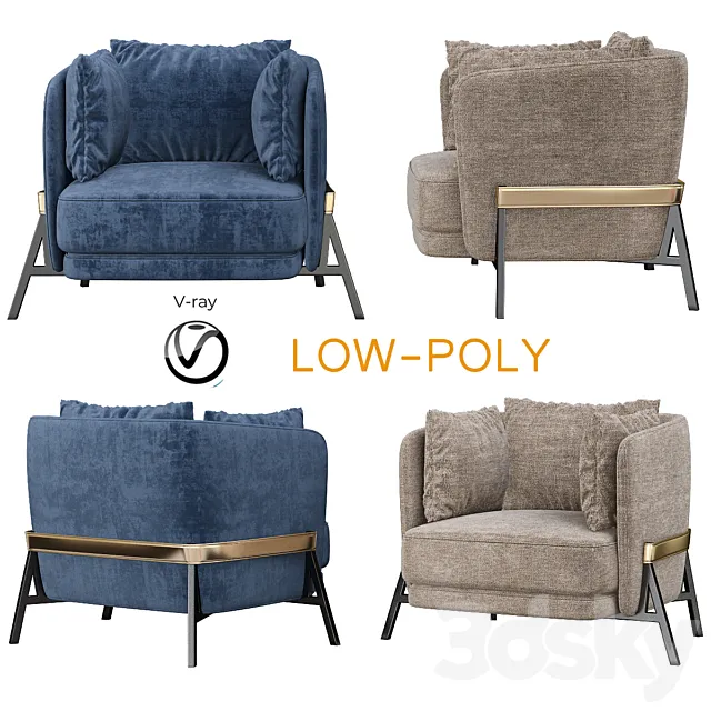 Cradle Armchair Arflex (low poly) 3DModel Cradle Armchair Arflex (low poly) 3DModel