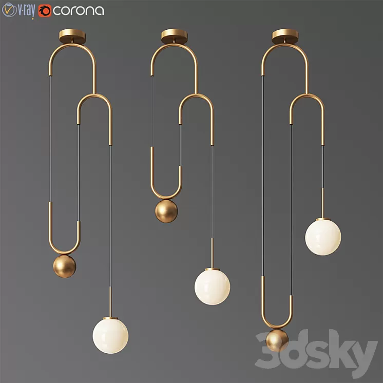 Cradle brass pulley pendant light 3D Model