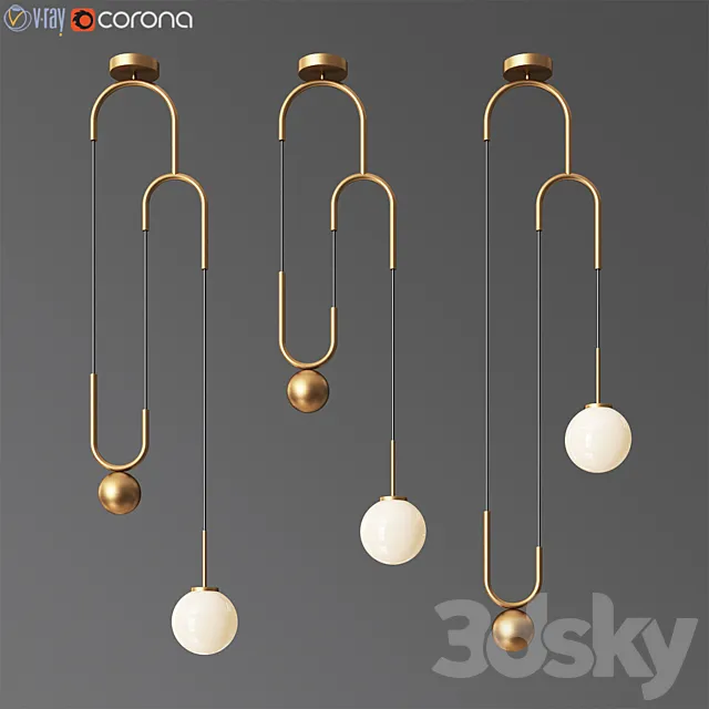Cradle brass pulley pendant light 3DModel