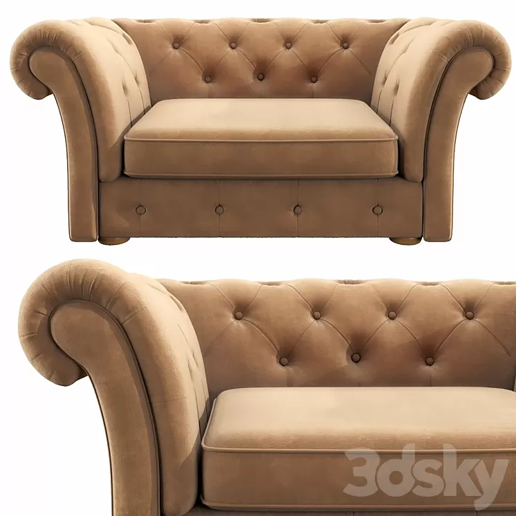 Cranbrook chesterfield loveseat 3D Model