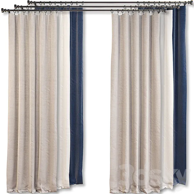 Crate and Barrel _ Silvana Blackout Curtain 3D Model Crate and Barrel _ Silvana Blackout Curtain 3D Model