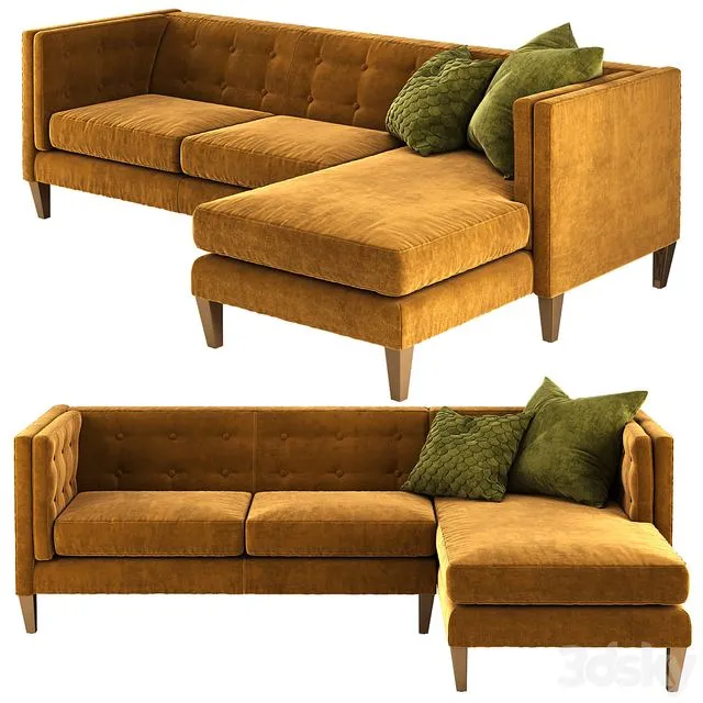 Crate and Barrel Aidan sectional sofa 3D Model Crate and Barrel Aidan sectional sofa 3D Model