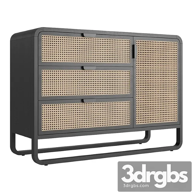 Crate And Barrel Anaise Cane 3 Drawer Chest 3D Model Download