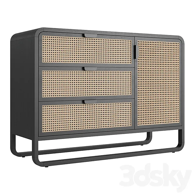 Crate and Barrel Anaise Cane 3 Drawer Chest 3D Model Crate and Barrel Anaise Cane 3 Drawer Chest 3D Model