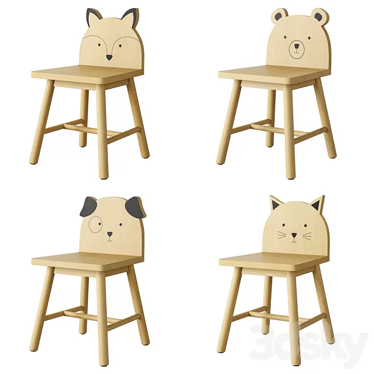 Crate and Barrel Animal Kids Chair 3D Model Free Download