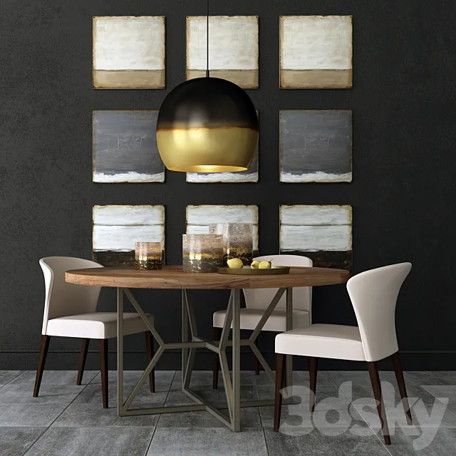 Crate and Barrel dining group 3D Model