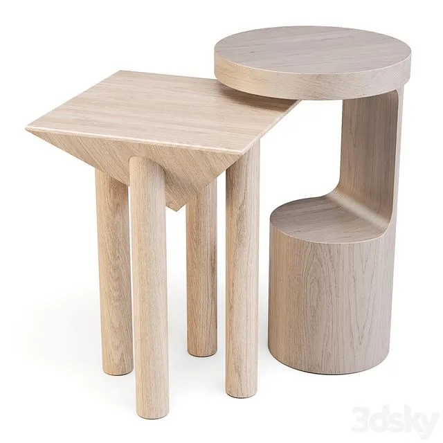 Crate and Barrel Hout and Flora – Side Tables 3D Model