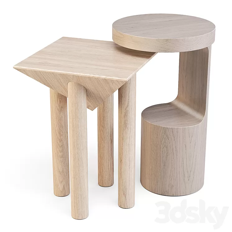 Crate and Barrel: Hout and Flora – Side Tables 3D Model Crate and Barrel: Hout and Flora – Side Tables 3D Model