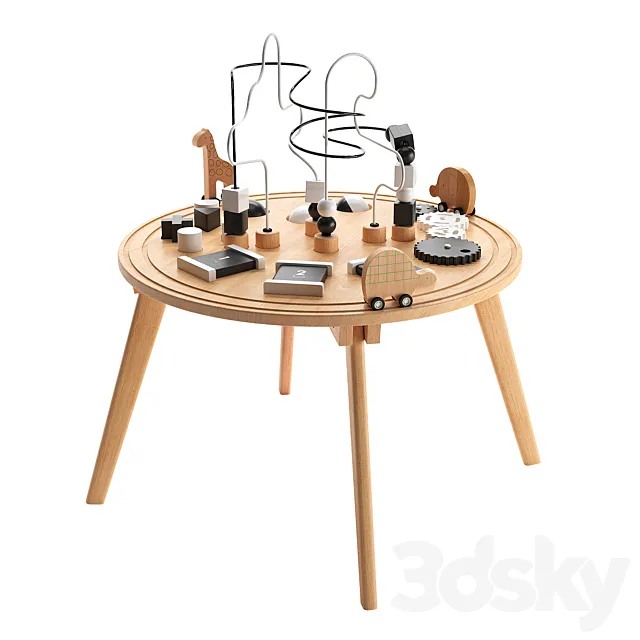 Crate and Barrel Kids Wooden Activity Table 3D Model Crate and Barrel Kids Wooden Activity Table 3D Model