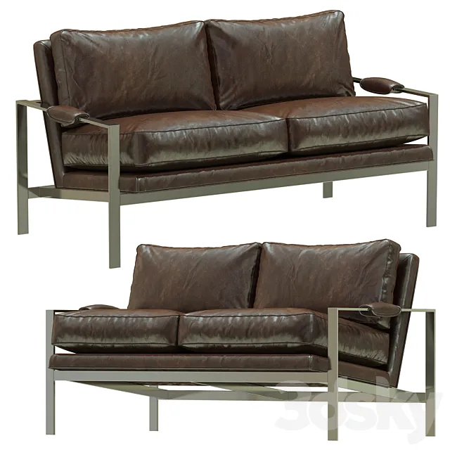 Crate and Barrel Milo Baughman Leather Settee 3D Model Crate and Barrel Milo Baughman Leather Settee 3D Model