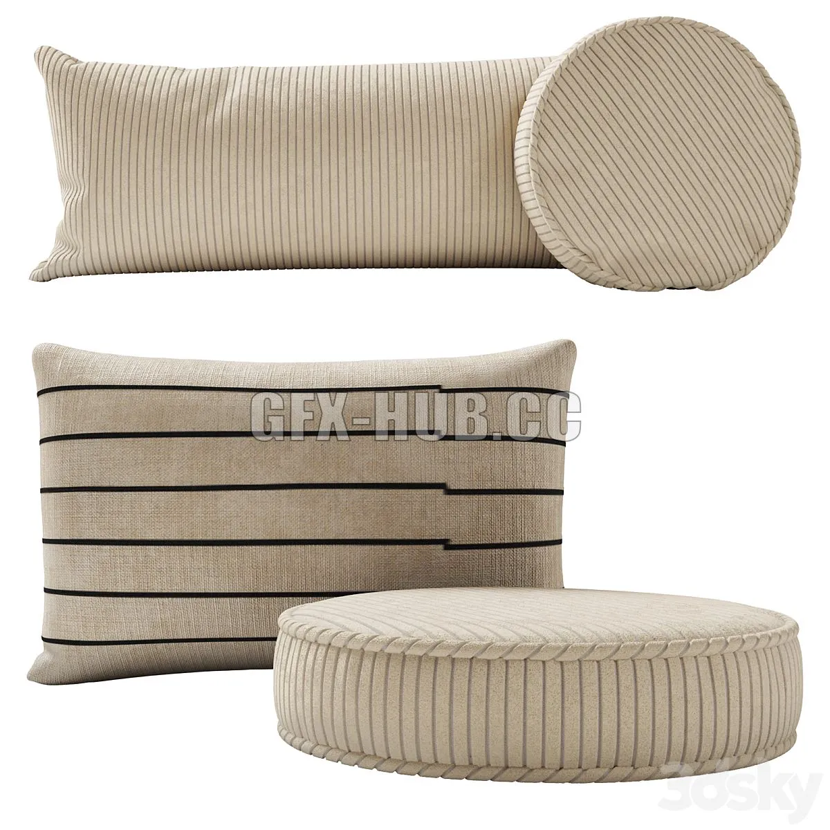Crate and Barrel pillow set 3D Model
