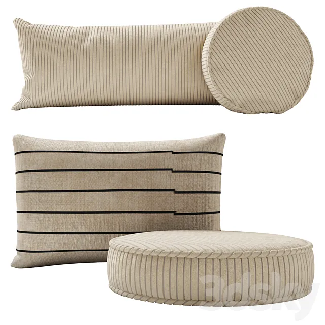 Crate and Barrel pillow set 3D Model Crate and Barrel pillow set 3D Model