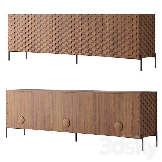 Crate and Barrel Raffael Carved Wood Media Console 3DModel Crate and Barrel Raffael Carved Wood Media Console 3DModel