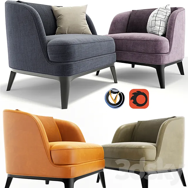 Crate And Barrel Seychelles Wood Trim Chair 3D Model Crate And Barrel Seychelles Wood Trim Chair 3D Model