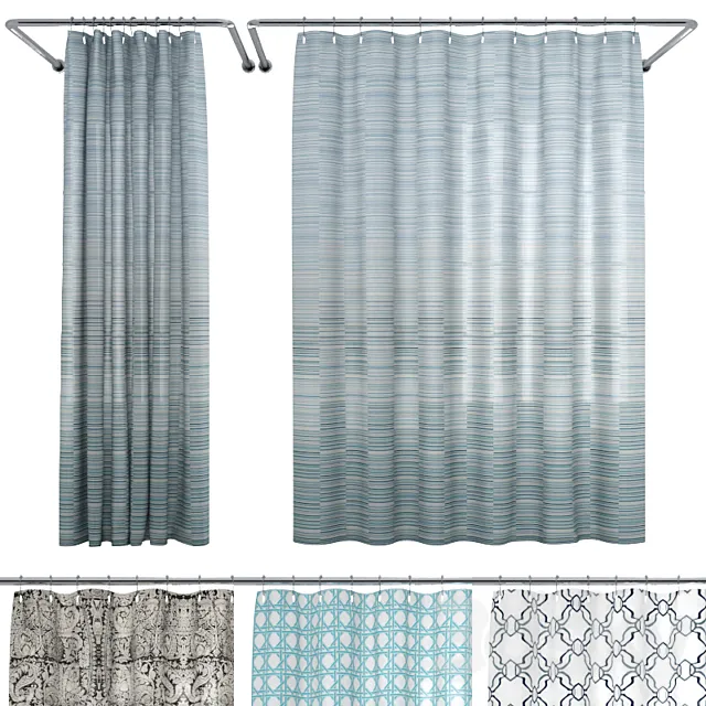Crate and Barrel Shower Curtain collection 1 3DModel