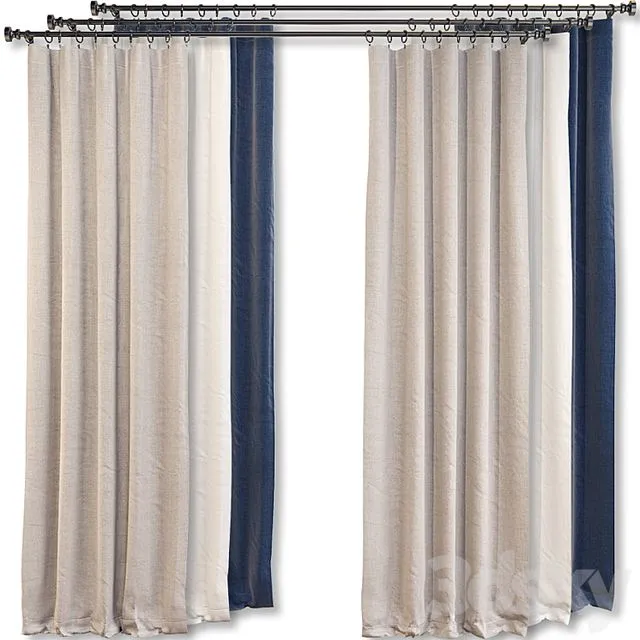 Crate and Barrel Silvana Blackout Curtain 3D Model Crate and Barrel Silvana Blackout Curtain 3D Model
