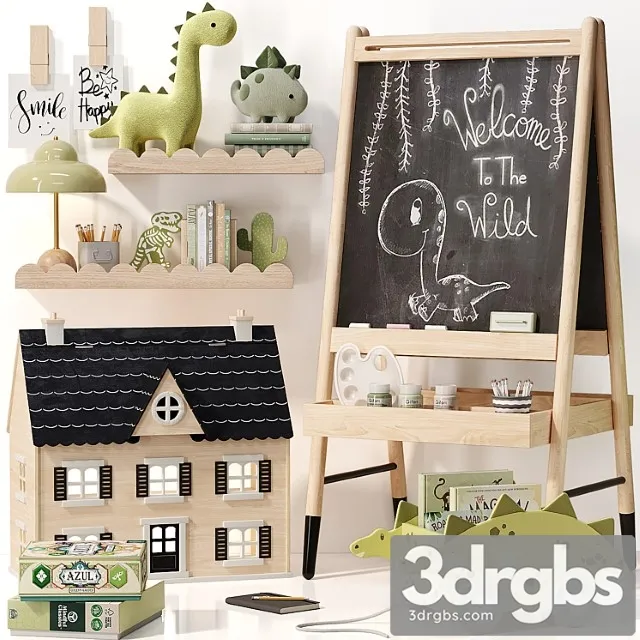 Crate And Barrel Wooden Easel Dollhouse And Decor For Kids 02 1 3D Model Download Crate And Barrel Wooden Easel Dollhouse And Decor For Kids 02 1 3D Model Download