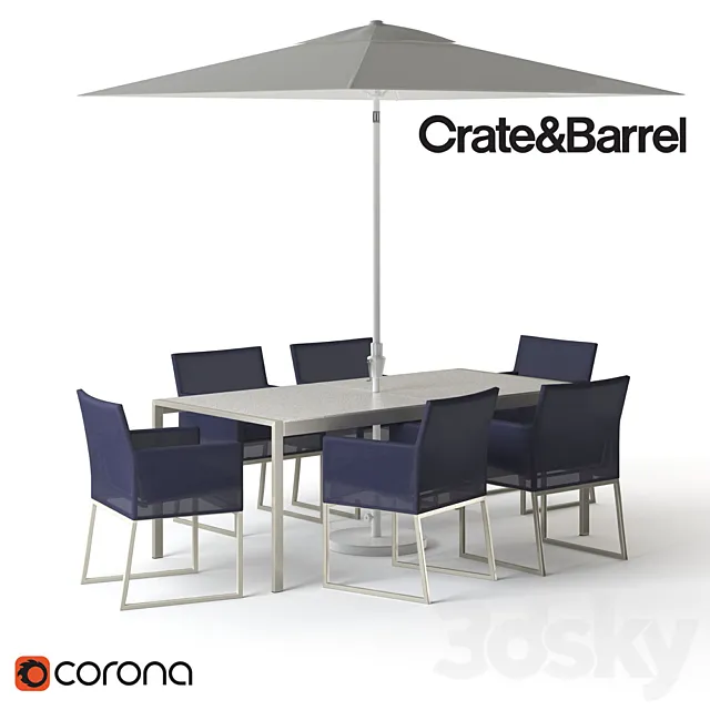 CRATE and BARREL_Dune Dining SET 3D Model