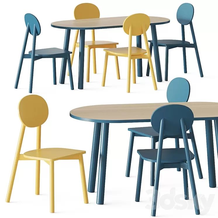 Crate and Kids Rue Adjustable Table and Kelsey Play Chair 3D Model Crate and Kids Rue Adjustable Table and Kelsey Play Chair 3D Model