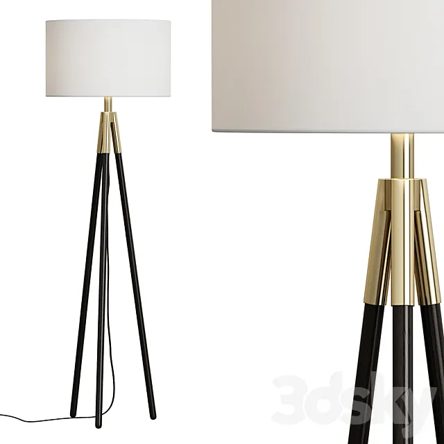 Crate & Barrel _ Hyde Brass and Bronze Metal Tripod Floor Lamp 3DModel