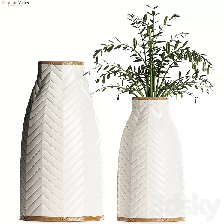 Crate & barrel – Adra Vases with Plants 3D Model Free Download