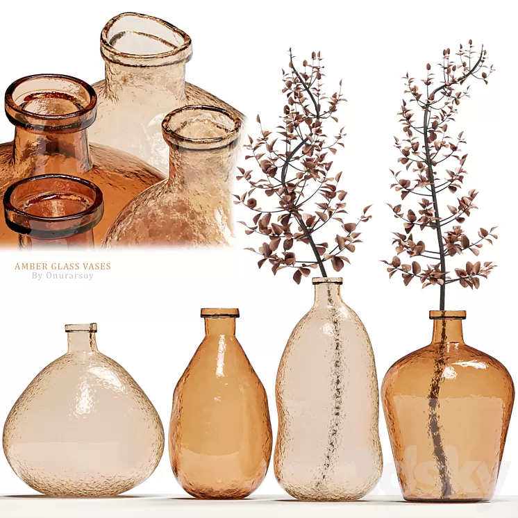 Crate & barrel – Amber Glass Vases 3D Model Free Download