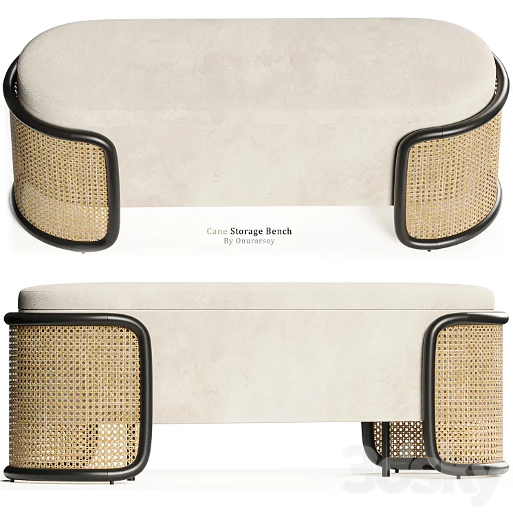 Crate & barrel – Anaise Cane Storage Bench 3D Model Free Download