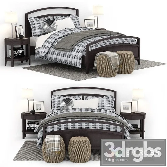 Crate Barrel Arch Charcoal Queen Bed 3D Model Download