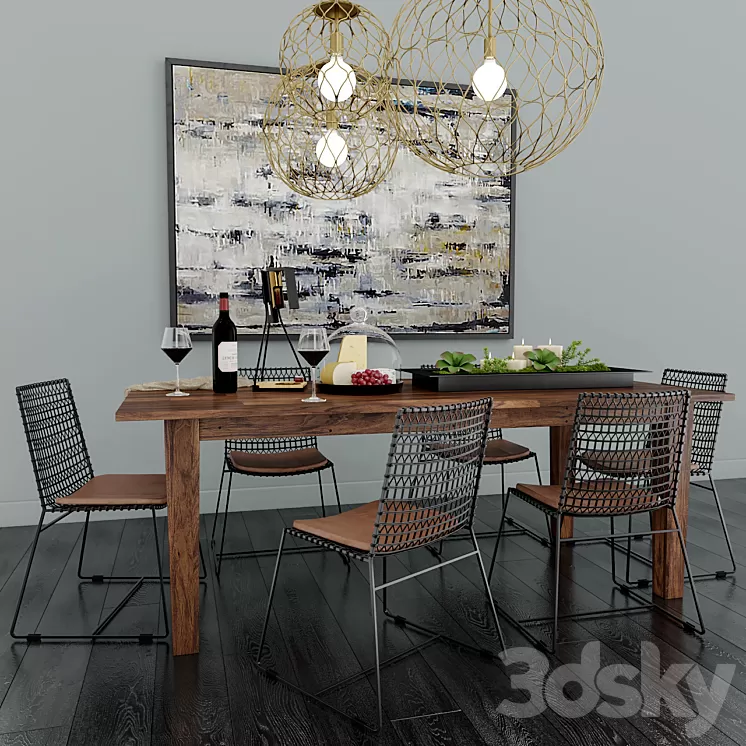 Crate & Barrel Dining Room 3D Model Crate & Barrel Dining Room 3D Model
