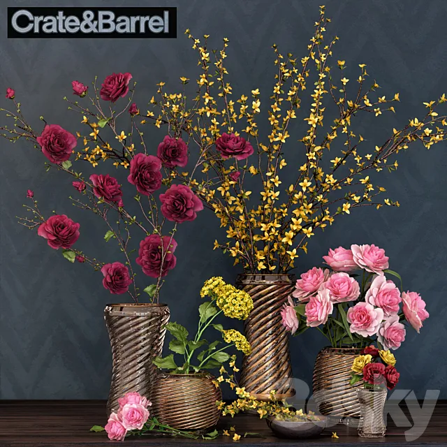 Crate & Barrel Flower set 3DModel Crate & Barrel Flower set 3DModel